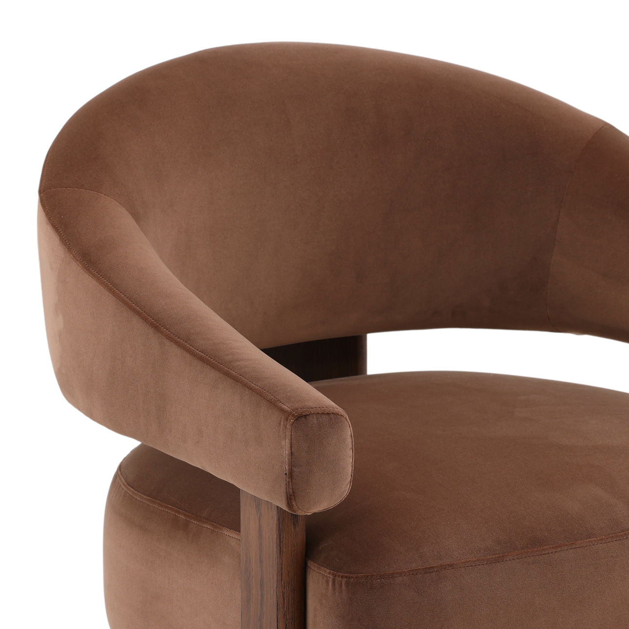 Hudson Chocolate and Brown Polyester Velvet Fabric and Ash Wood Chair 27 in Wide