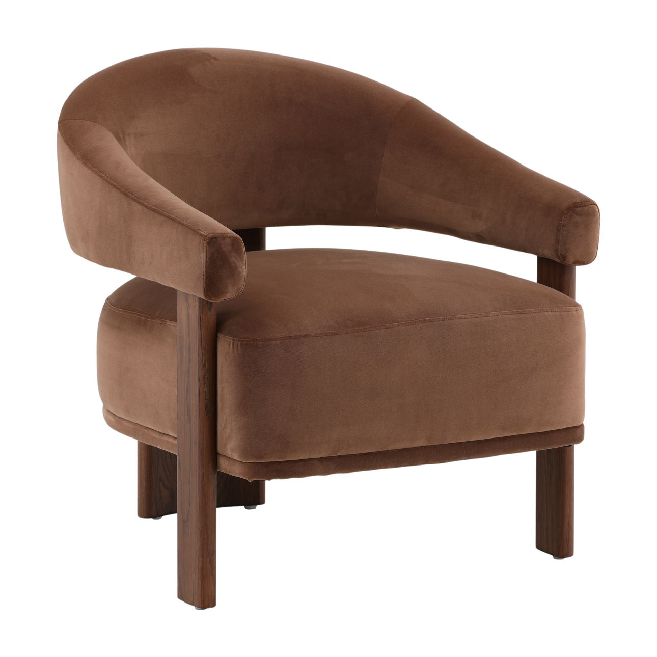 Hudson Chocolate and Brown Polyester Velvet Fabric and Ash Wood Chair 27 in Wide