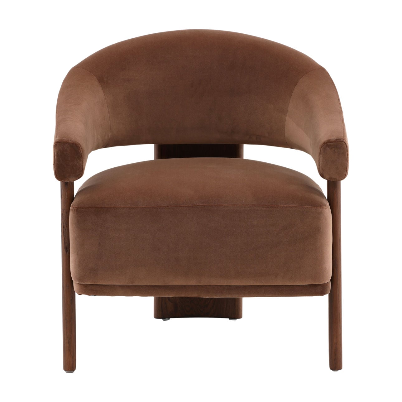 Hudson Chocolate and Brown Polyester Velvet Fabric and Ash Wood Chair 27 in Wide