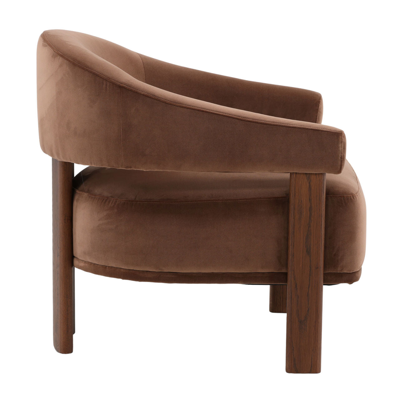 Hudson Chocolate and Brown Polyester Velvet Fabric and Ash Wood Chair 27 in Wide