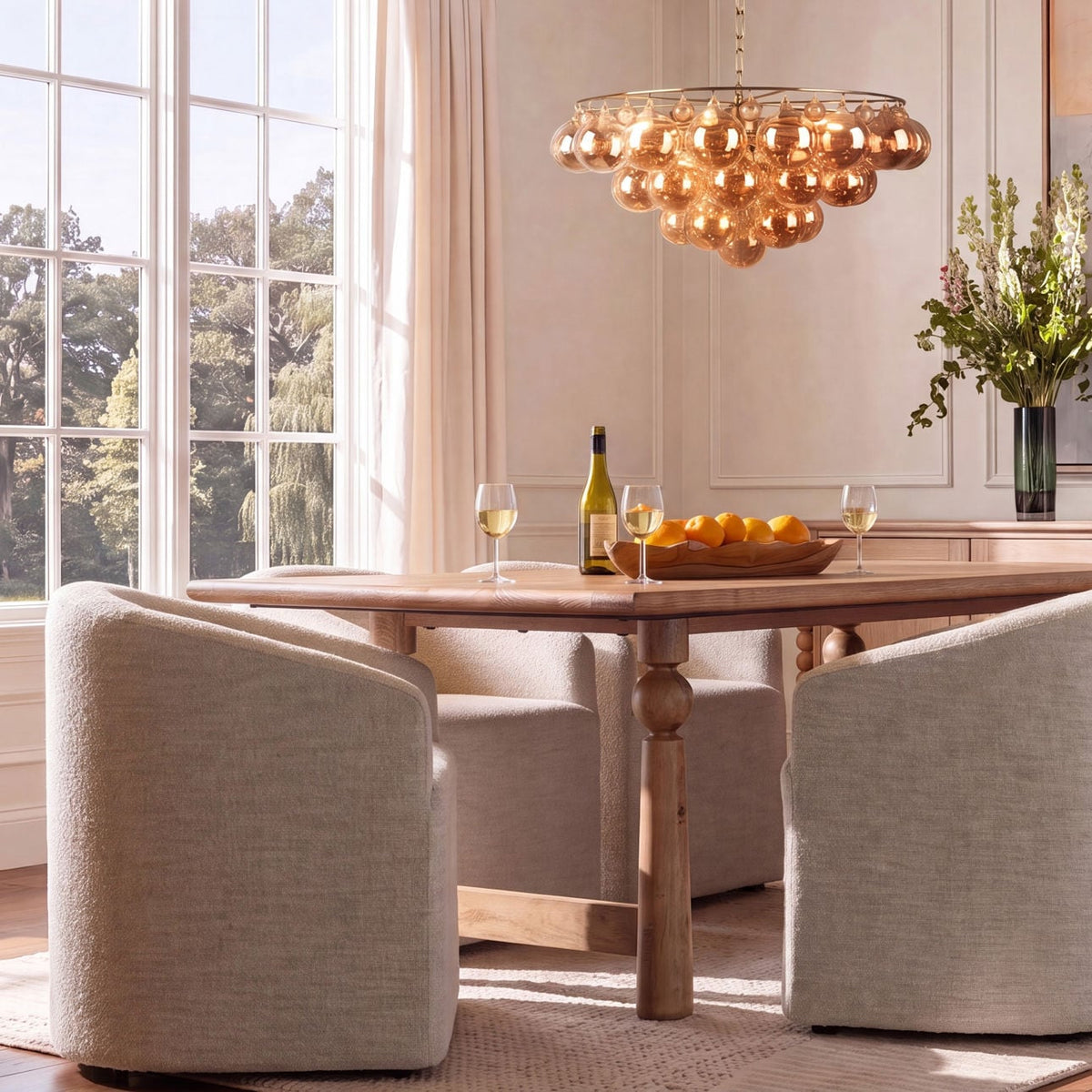 Crafted Boucle Fabric Dining Chair