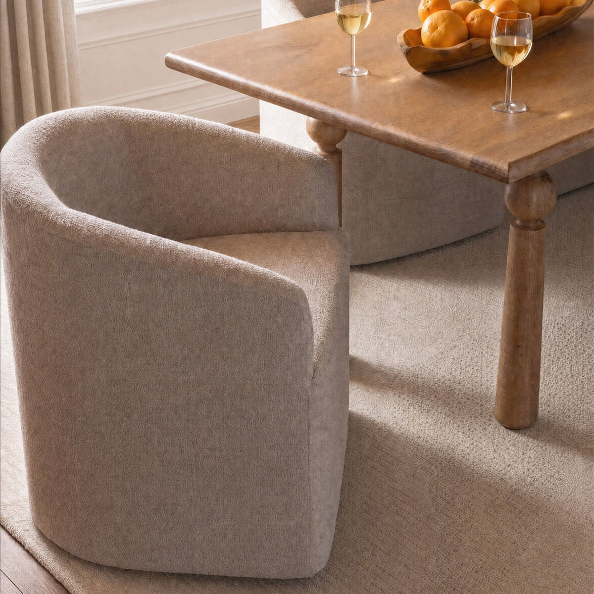 Crafted Boucle Fabric Dining Chair