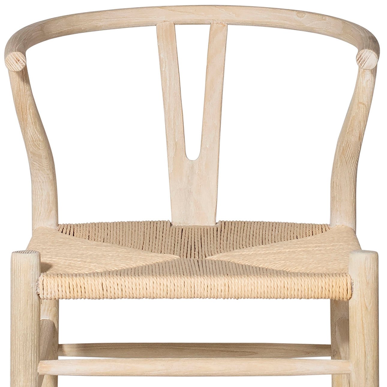 Light Bleached Natural Finish Solid Oak Wood Frame and Danish Paper Cord Chair 22 in Wide