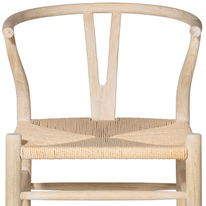 Light Bleached Natural Finish Solid Oak Wood Frame and Danish Paper Cord Chair 22 in Wide