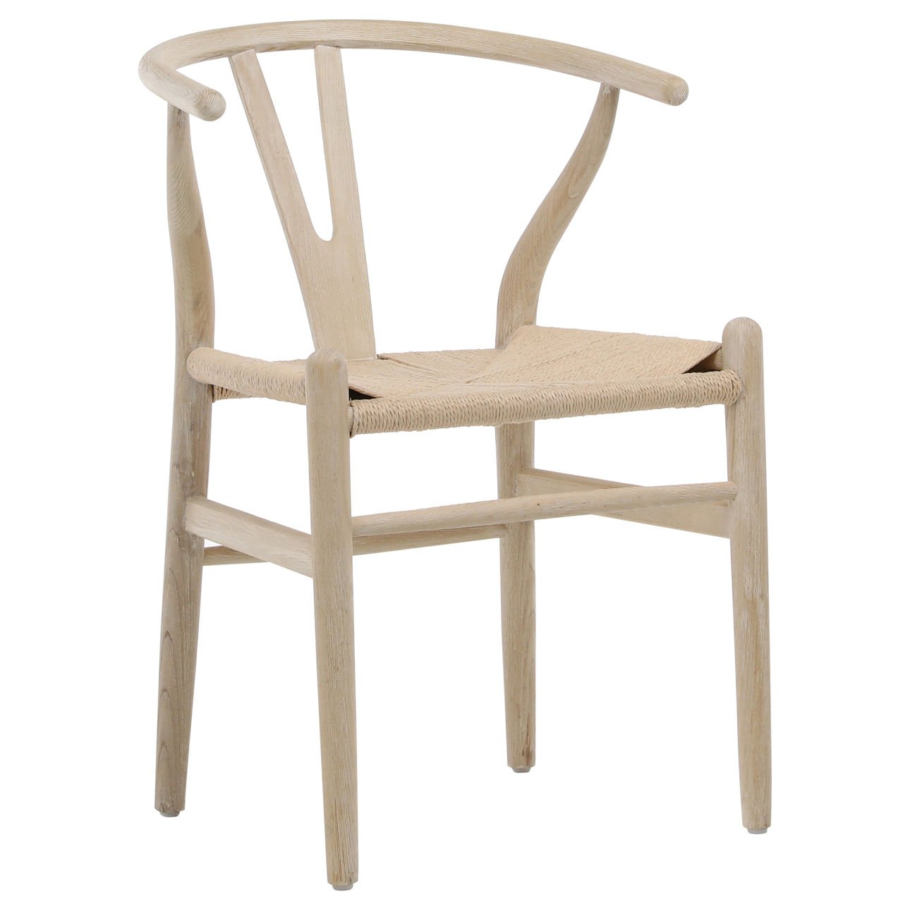 Light Bleached Natural Finish Solid Oak Wood Frame and Danish Paper Cord Chair 22 in Wide