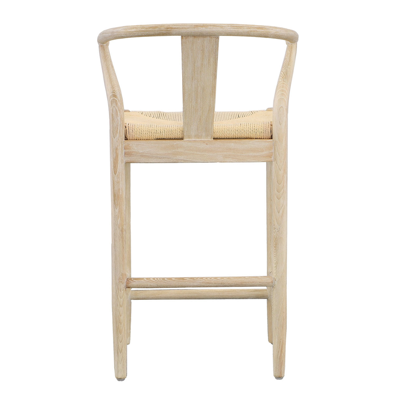 Light Bleached Natural Finish Solid Oak Wood Frame and Danish Paper Cord Stool 21 in Wide