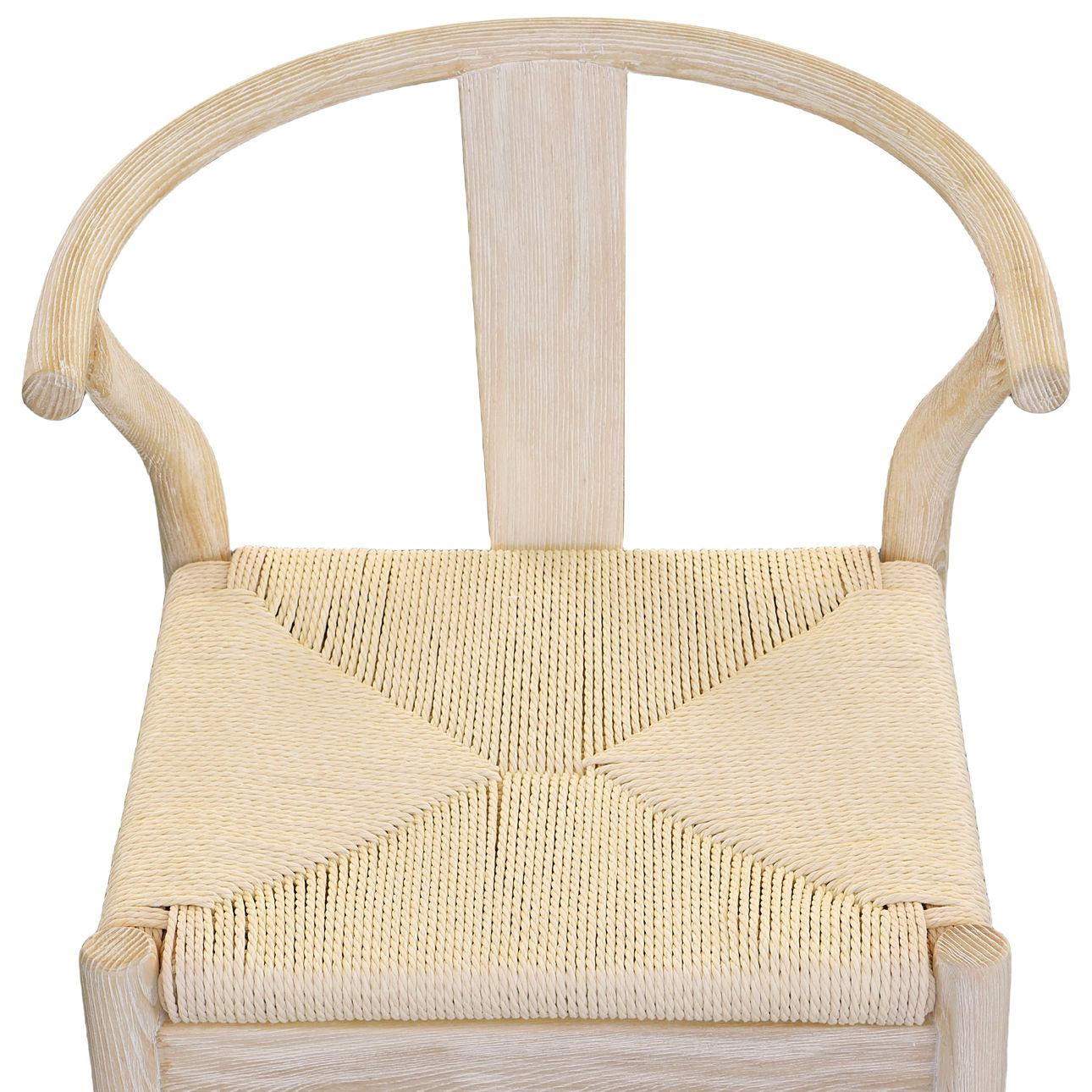 Light Bleached Natural Finish Solid Oak Wood Frame and Danish Paper Cord Stool 21 in Wide