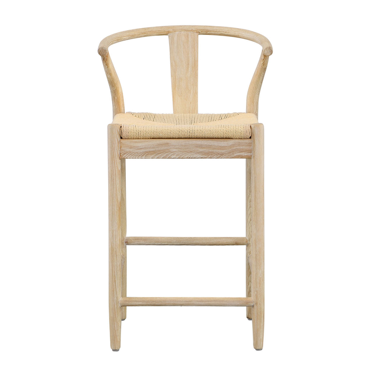 Light Bleached Natural Finish Solid Oak Wood Frame and Danish Paper Cord Stool 21 in Wide
