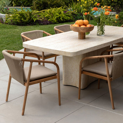 Faux Travertine Lightweight Concrete Table 88.5 in Wide