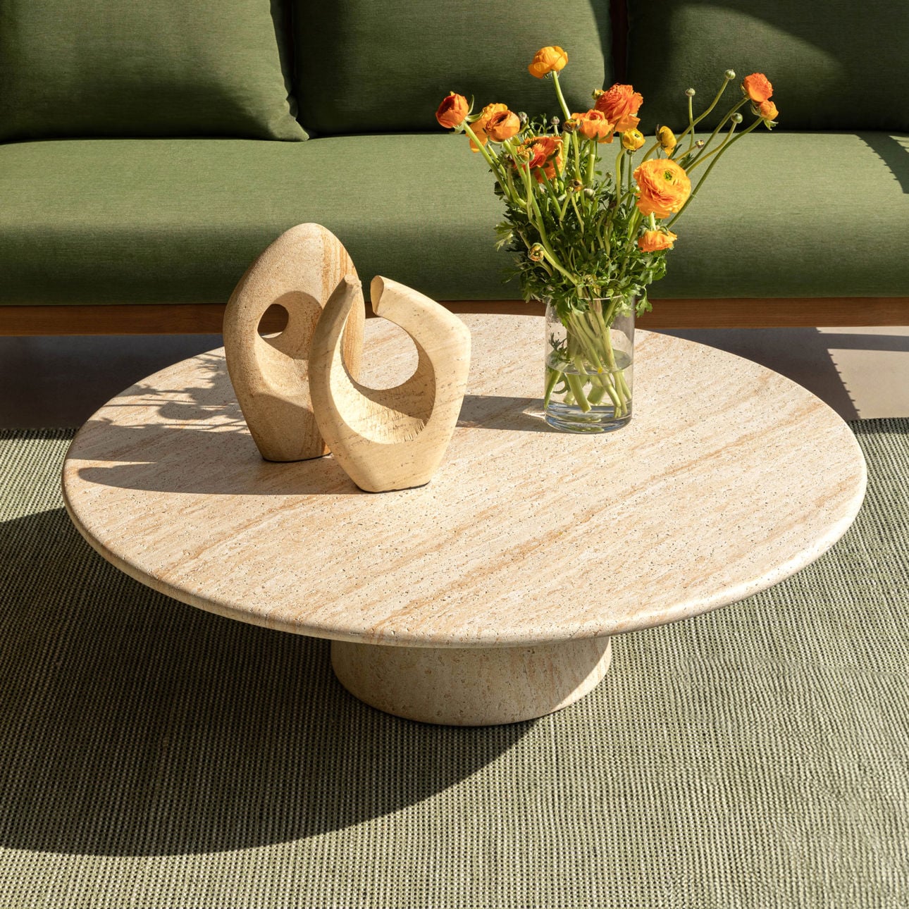 Faux Travertine Lightweight Concrete Table 43.5 in Wide