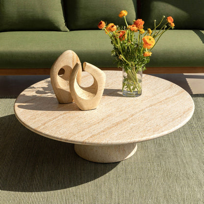 Faux Travertine Lightweight Concrete Table 43.5 in Wide