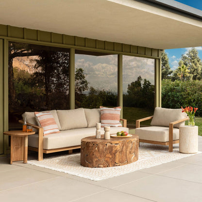Faux Travertine Lightweight Concrete Table 14 in Wide