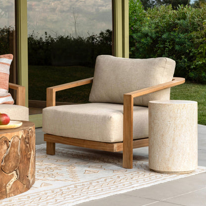 Faux Travertine Lightweight Concrete Table 14 in Wide