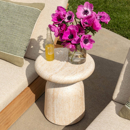 Faux Travertine Lightweight Concrete Table 16.5 in Wide