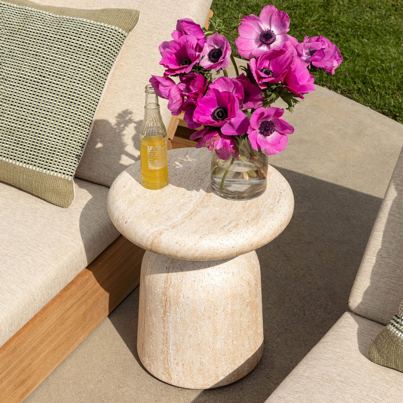 Faux Travertine Lightweight Concrete Table 16.5 in Wide