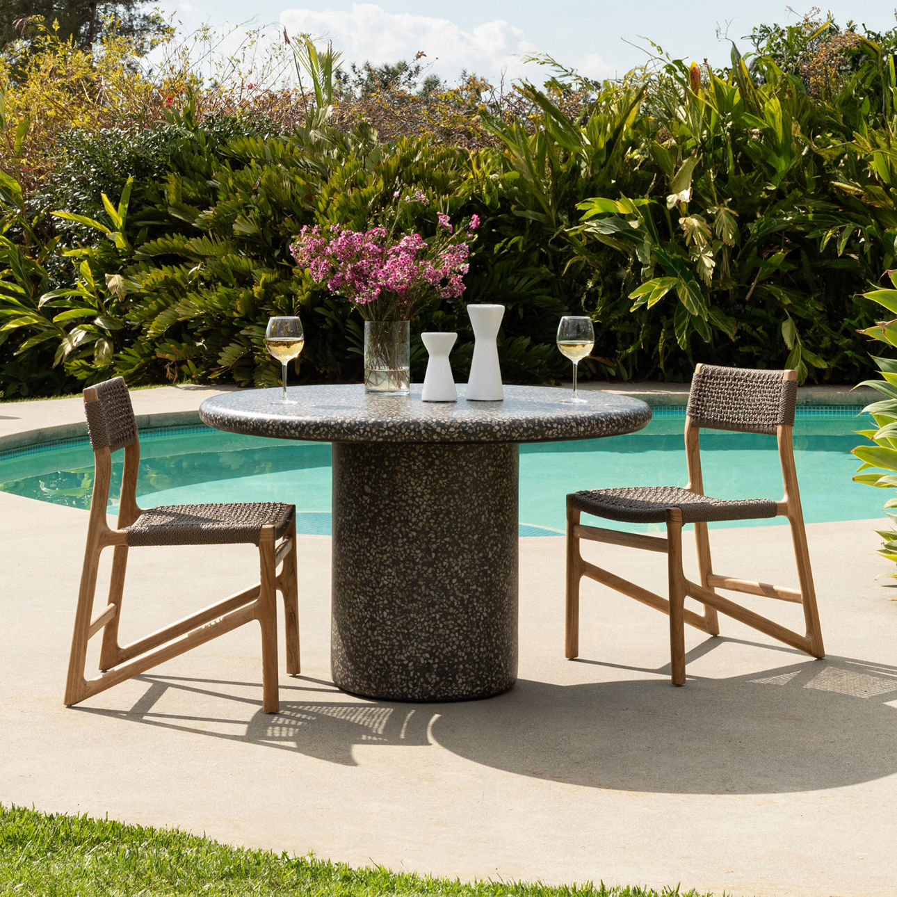 Black Concrete Terrazzo Table 48 in Wide