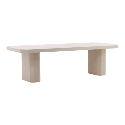 Ivory Lightweight Concrete Table 102.5 in Wide