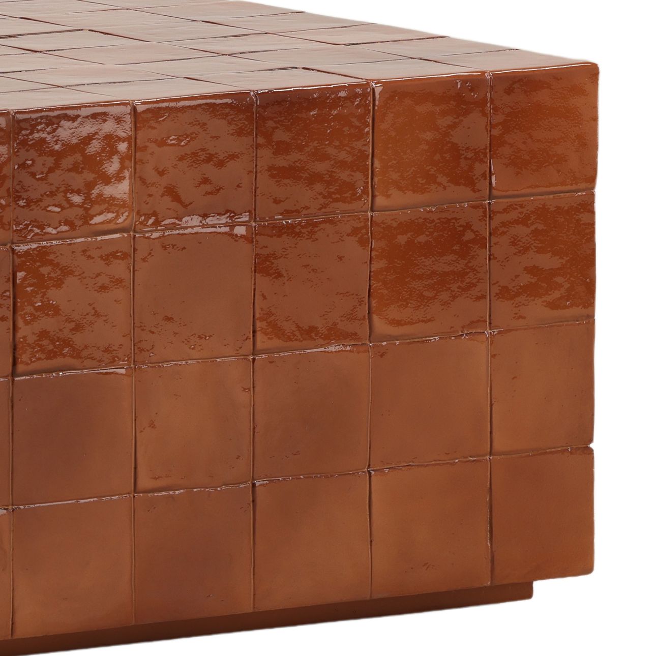 Glossy Rust Lightweight Concrete Faux Tile Table 48 in Wide