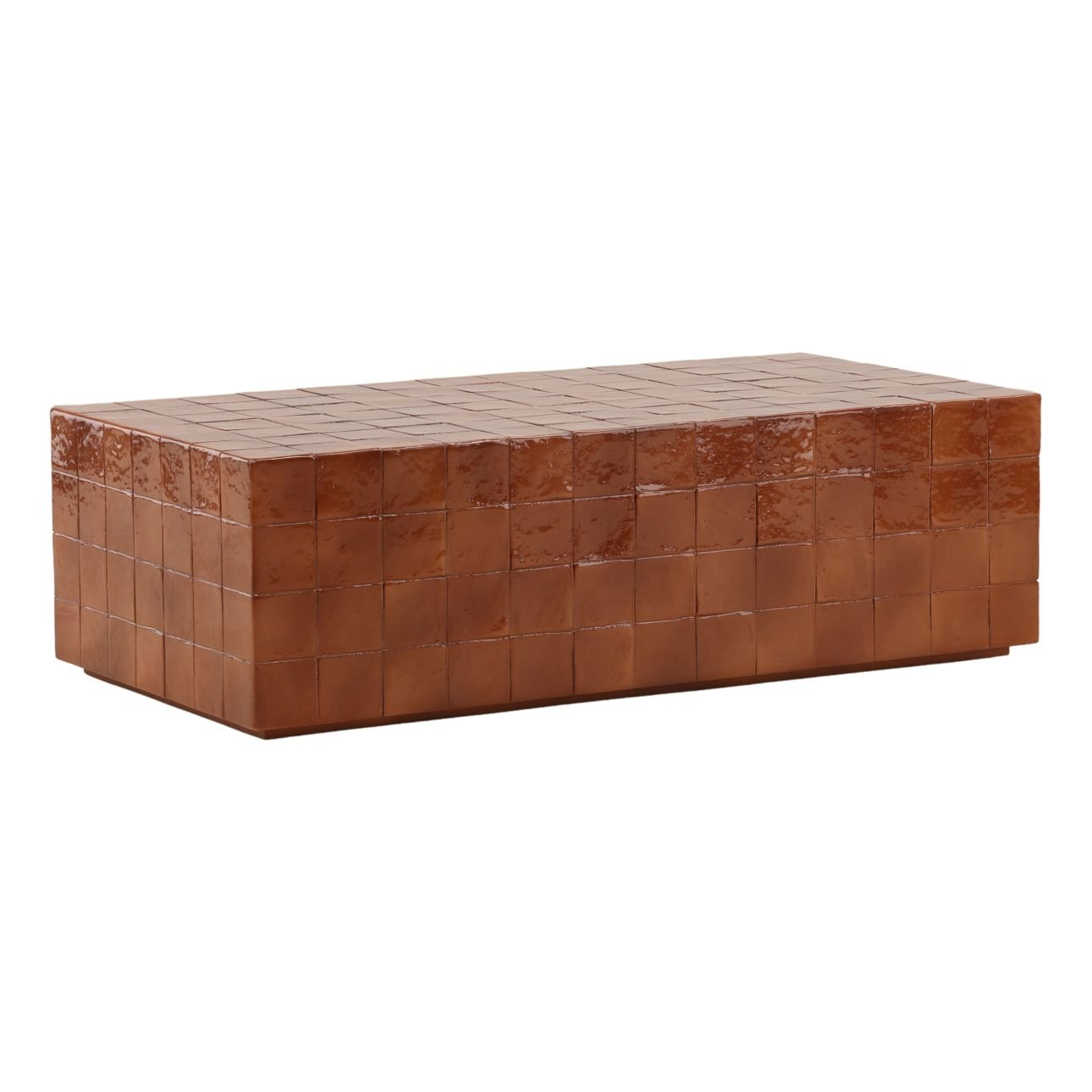Glossy Rust Lightweight Concrete Faux Tile Table 48 in Wide