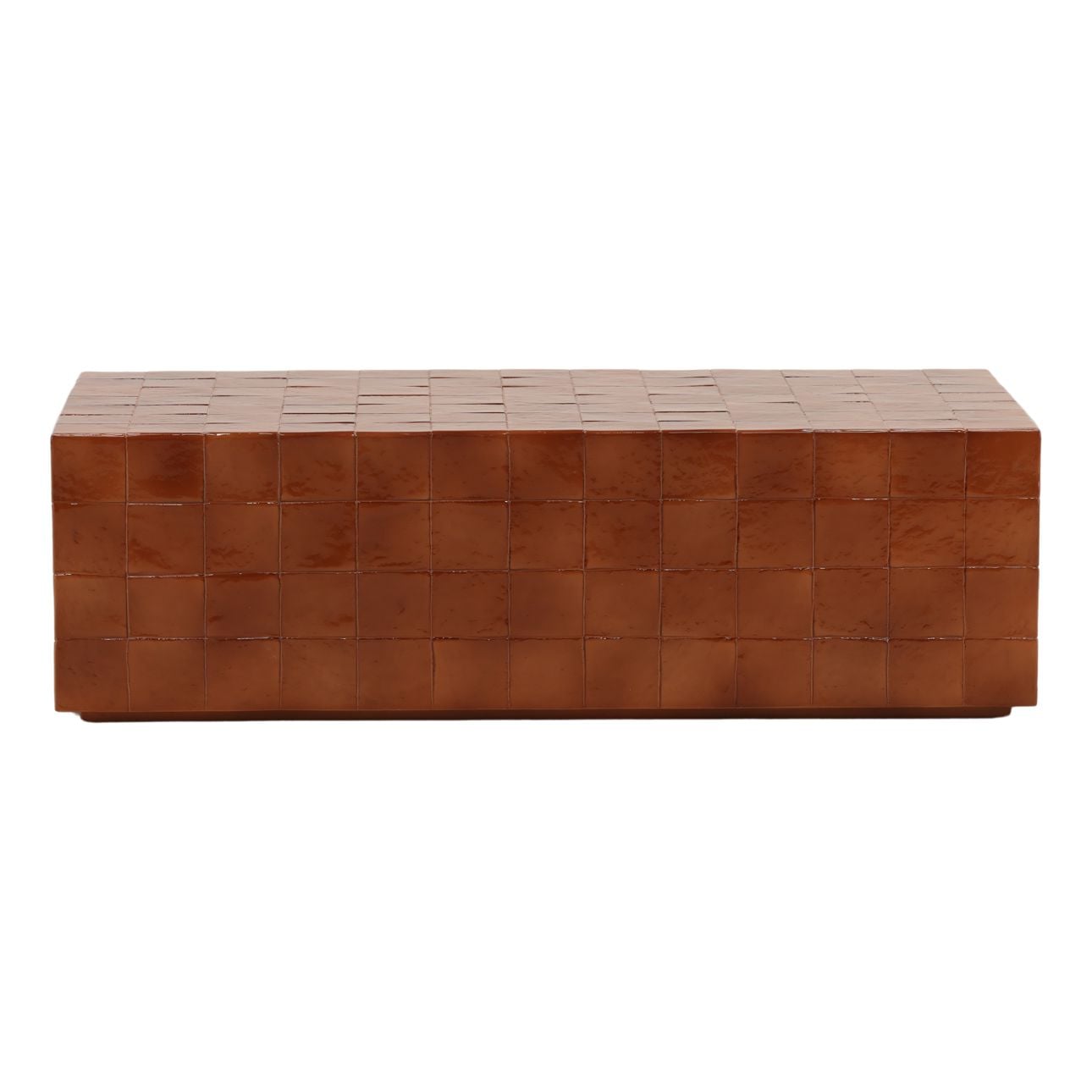 Glossy Rust Lightweight Concrete Faux Tile Table 48 in Wide