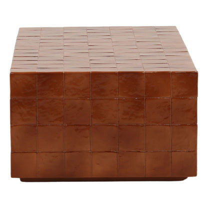 Glossy Rust Lightweight Concrete Faux Tile Table 48 in Wide