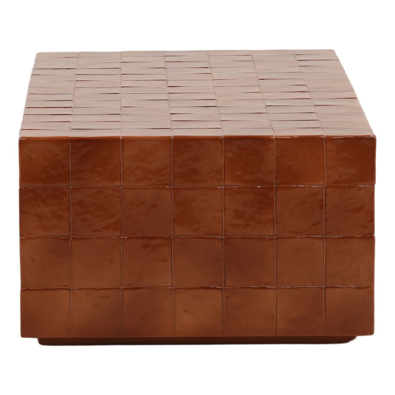 Glossy Rust Lightweight Concrete Faux Tile Table 48 in Wide