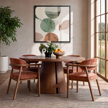 Modern Mango Wood and Steel Dining Table