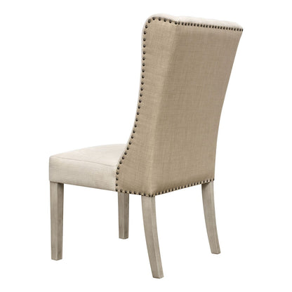 Light Sand Upholstery and Light Warm Wash Wood Legs Linen Blend Upholstery and Rubber Wood Legs Chair 23 in Wide