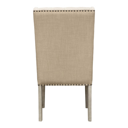 Light Sand Upholstery and Light Warm Wash Wood Legs Linen Blend Upholstery and Rubber Wood Legs Chair 23 in Wide