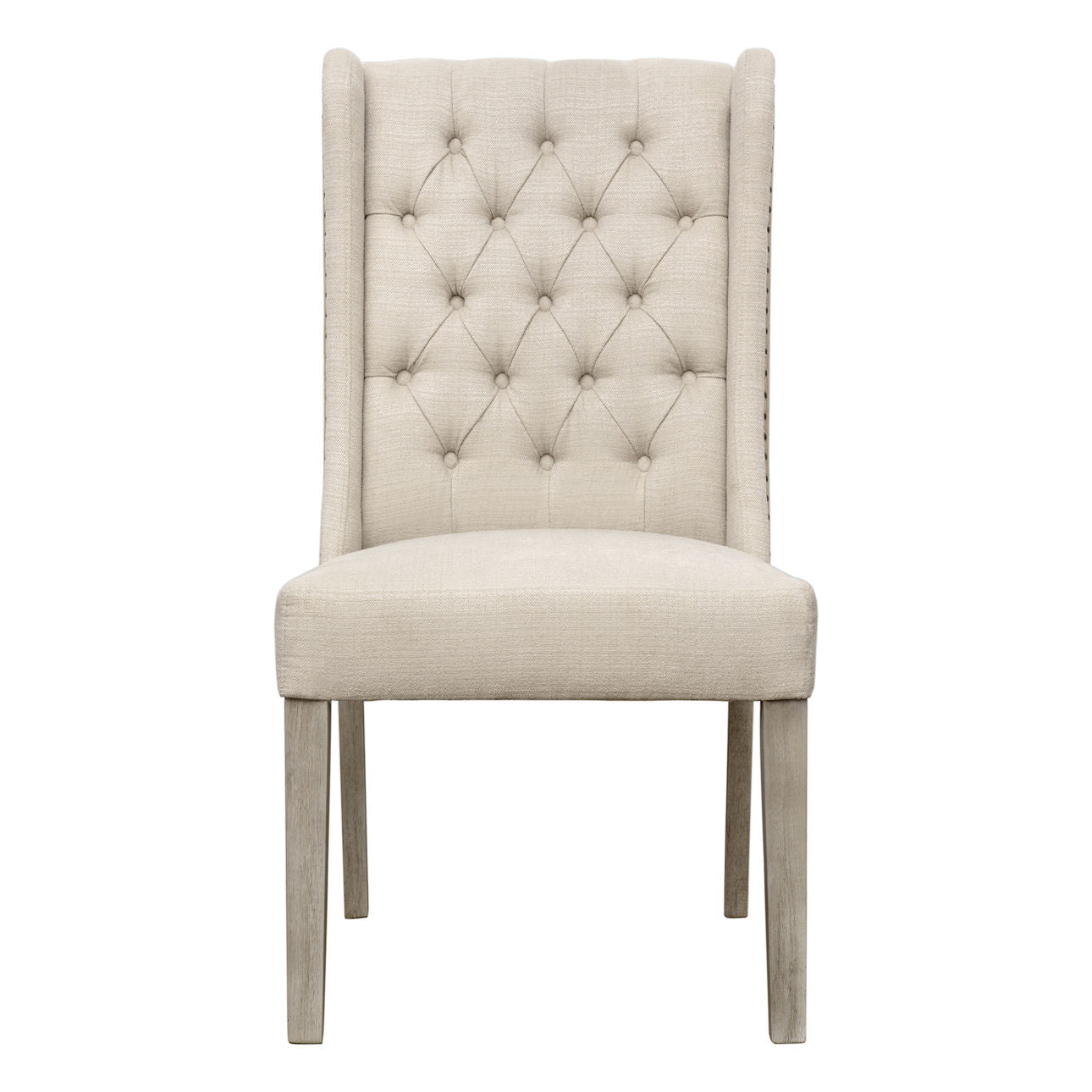 Light Sand Upholstery and Light Warm Wash Wood Legs Linen Blend Upholstery and Rubber Wood Legs Chair 23 in Wide