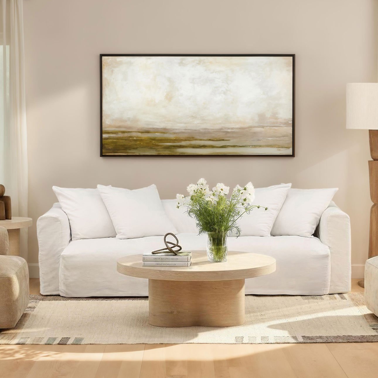 Light Natural Oak Veneer Table 42 in Wide
