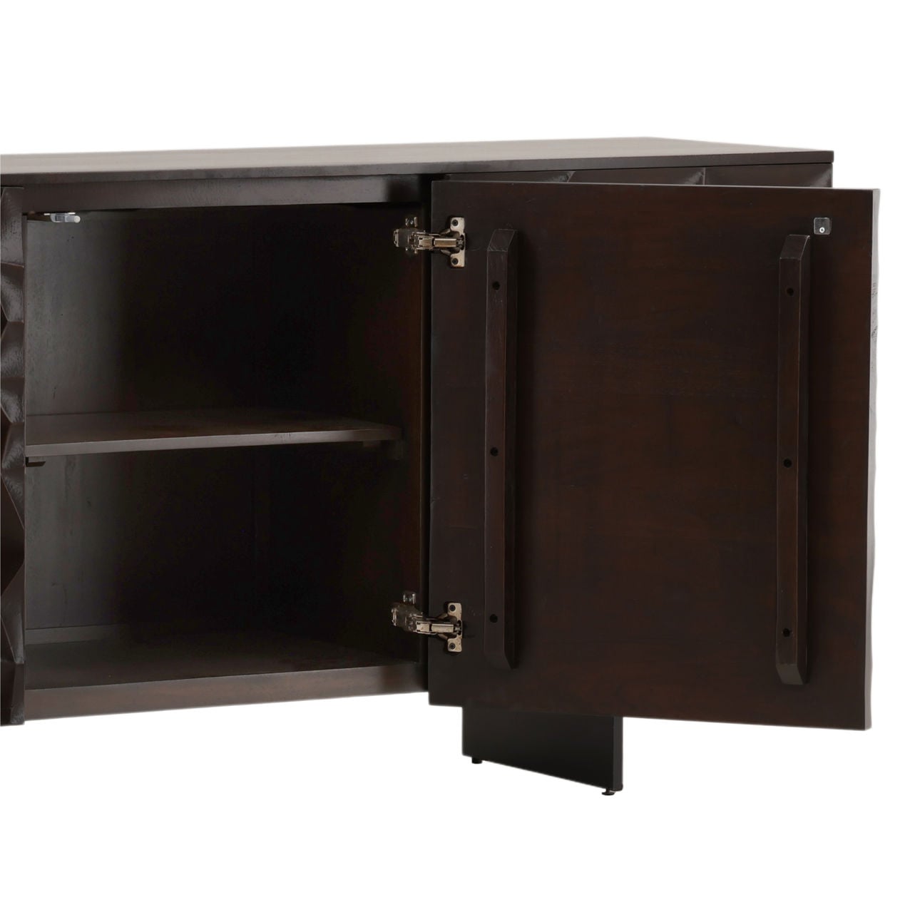 Dark Brown and Black Acacia Wood and Iron Sideboard 68.5 in Wide