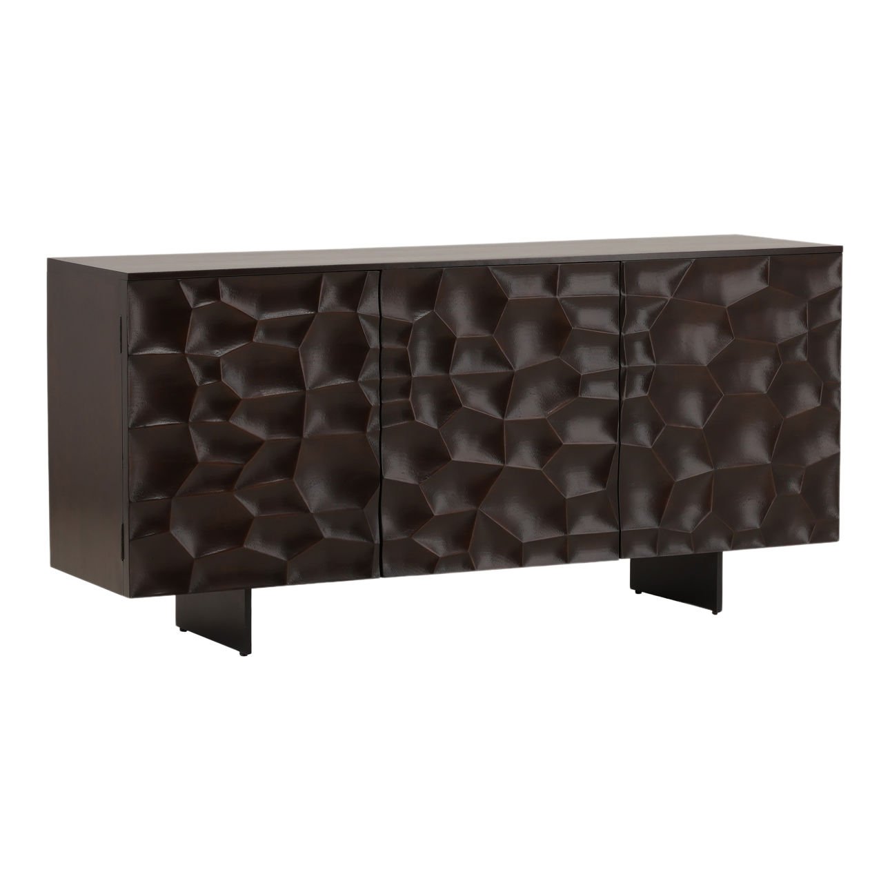 Dark Brown and Black Acacia Wood and Iron Sideboard 68.5 in Wide