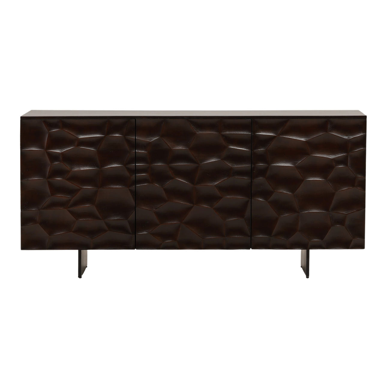 Dark Brown and Black Acacia Wood and Iron Sideboard 68.5 in Wide