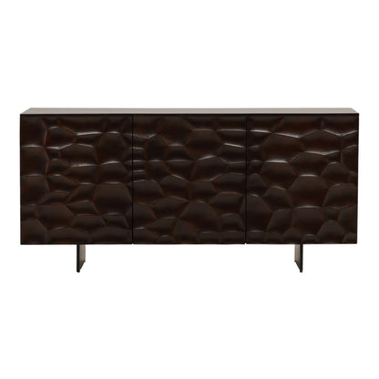 Dark Brown and Black Acacia Wood and Iron Sideboard 68.5 in Wide
