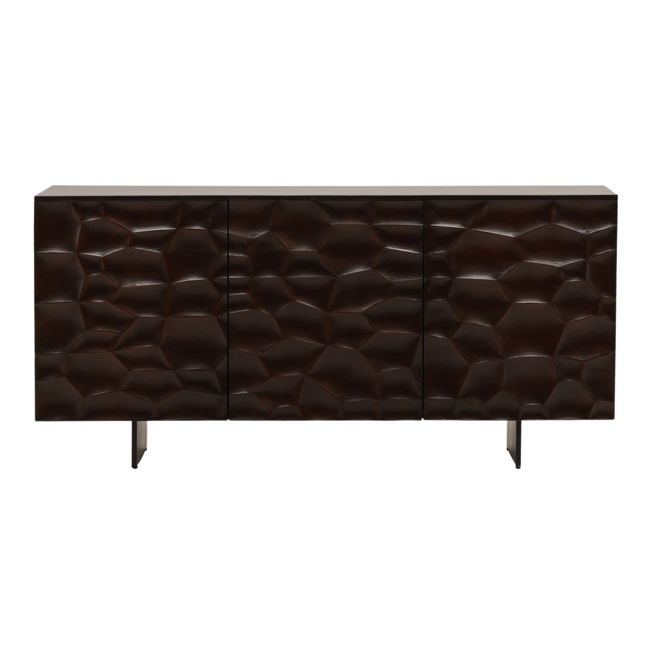 Dark Brown and Black Acacia Wood and Iron Sideboard 68.5 in Wide