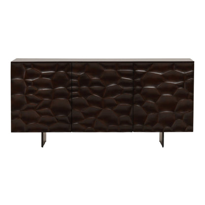 Dark Brown and Black Acacia Wood and Iron Sideboard 68.5 in Wide