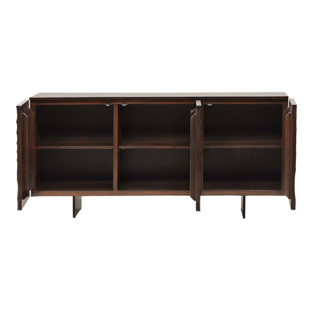 Dark Brown and Black Acacia Wood and Iron Sideboard 68.5 in Wide