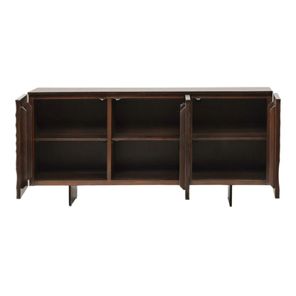 Dark Brown and Black Acacia Wood and Iron Sideboard 68.5 in Wide
