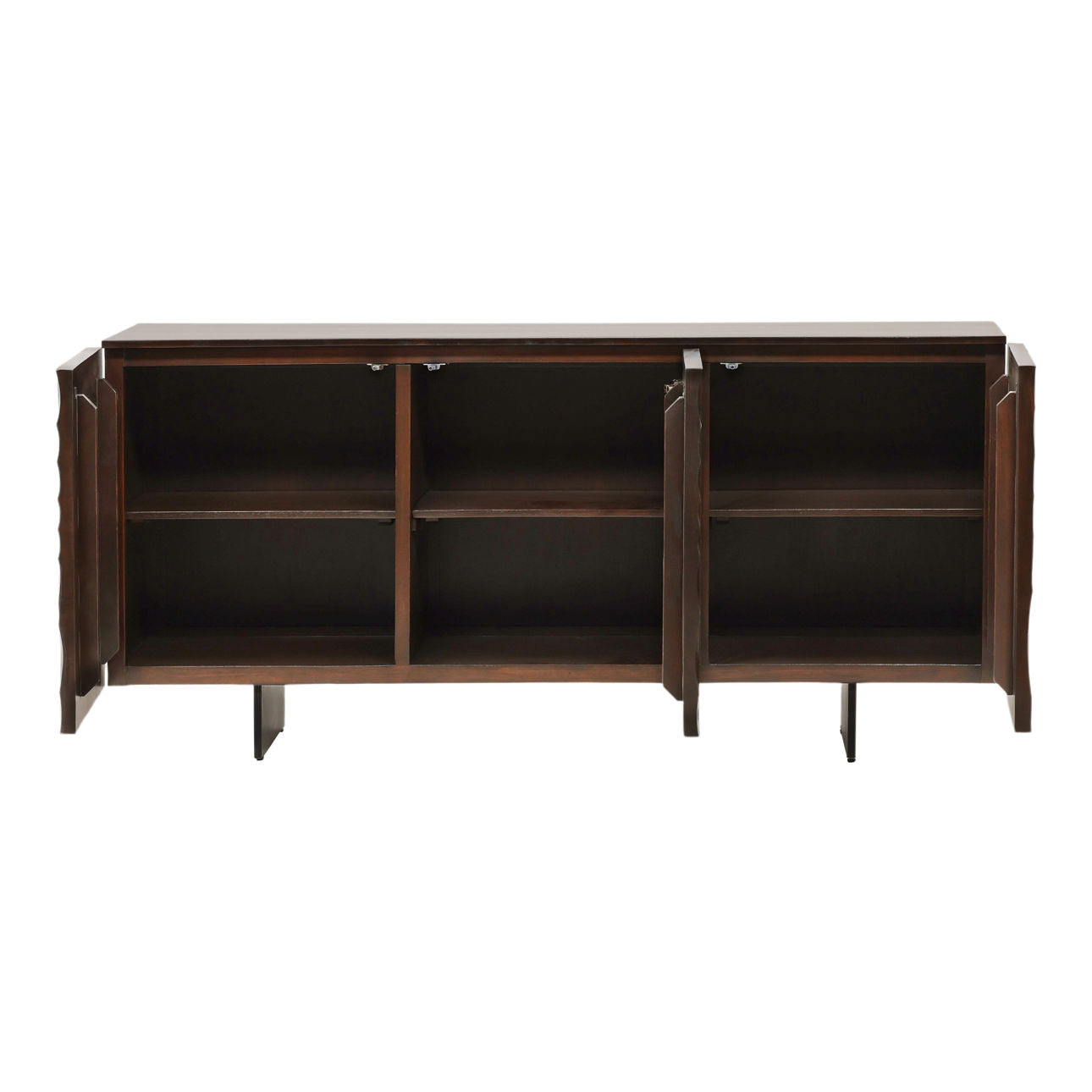 Dark Brown and Black Acacia Wood and Iron Sideboard 68.5 in Wide