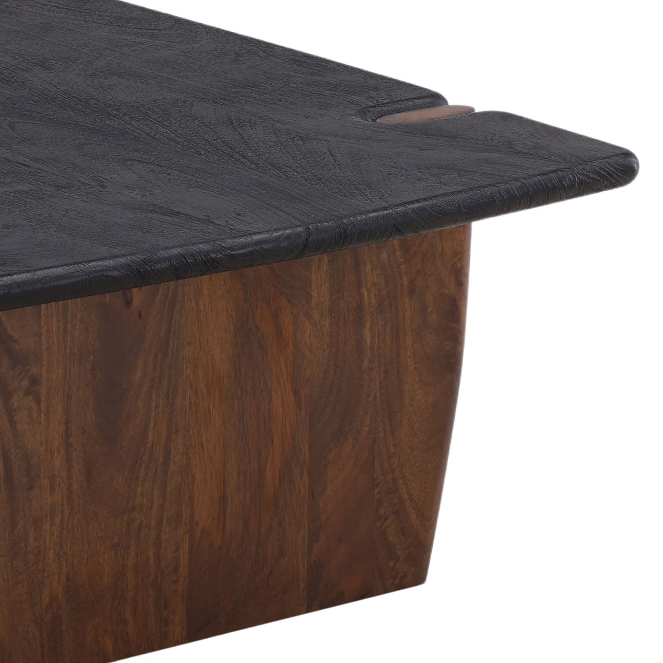 Black and Natural Solid Acacia Wood Table 56 in Wide