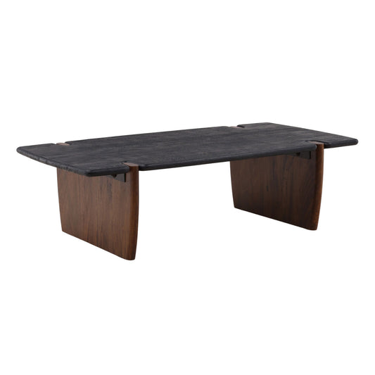 Black and Natural Solid Acacia Wood Table 56 in Wide
