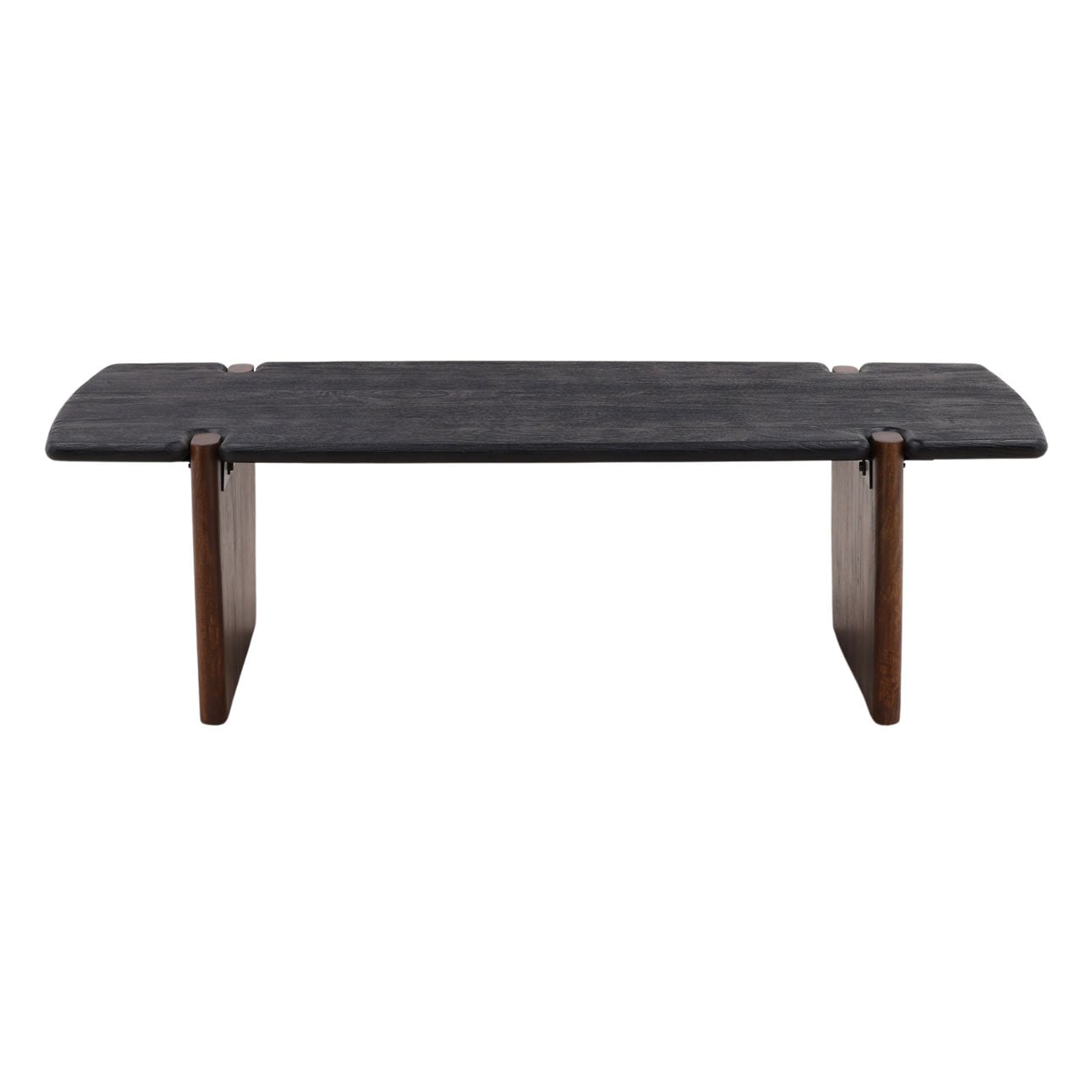 Black and Natural Solid Acacia Wood Table 56 in Wide