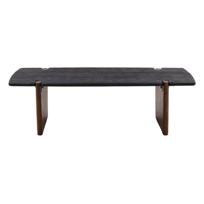 Black and Natural Solid Acacia Wood Table 56 in Wide