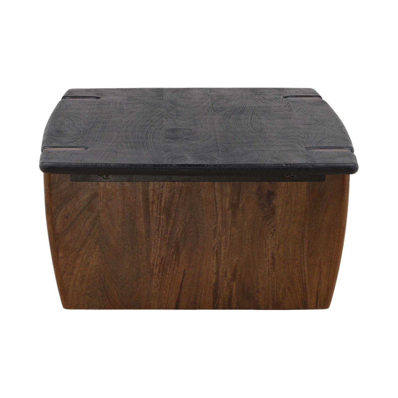 Black and Natural Solid Acacia Wood Table 56 in Wide