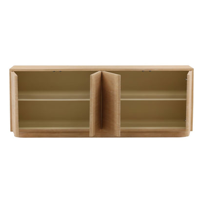 Light Natural Oak Veneer Sideboard 84 in Wide