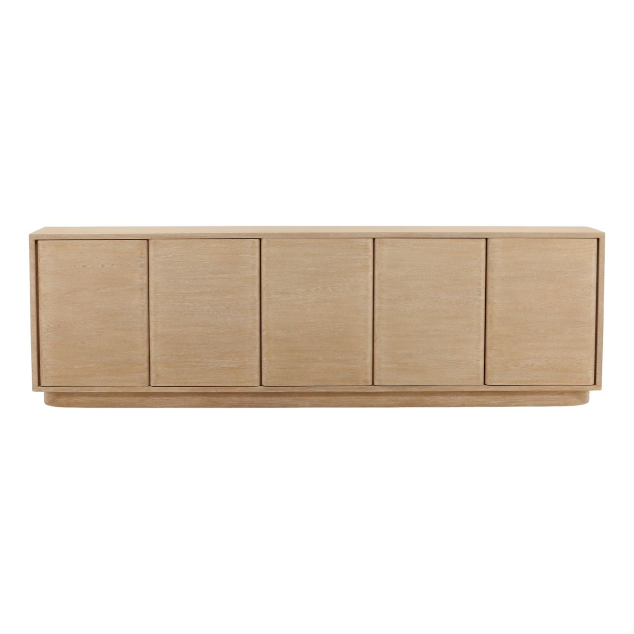 Light Natural Oak Veneer Sideboard 84 in Wide