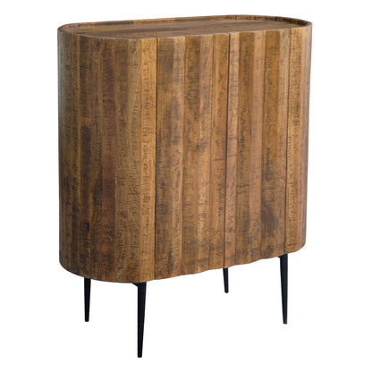 Medium Brown Sealed Finish On Black Base Reclaimed Mango Wood and Iron Base Sideboard 35 in Wide