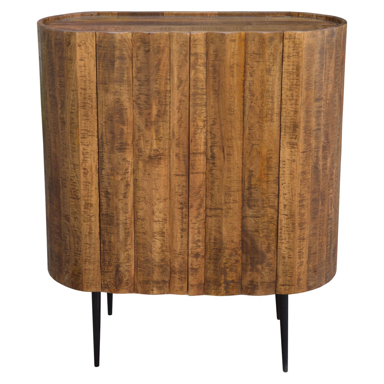 Medium Brown Sealed Finish On Black Base Reclaimed Mango Wood and Iron Base Sideboard 35 in Wide