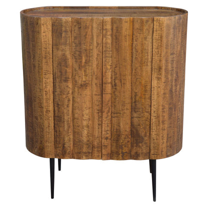 Medium Brown Sealed Finish On Black Base Reclaimed Mango Wood and Iron Base Sideboard 35 in Wide